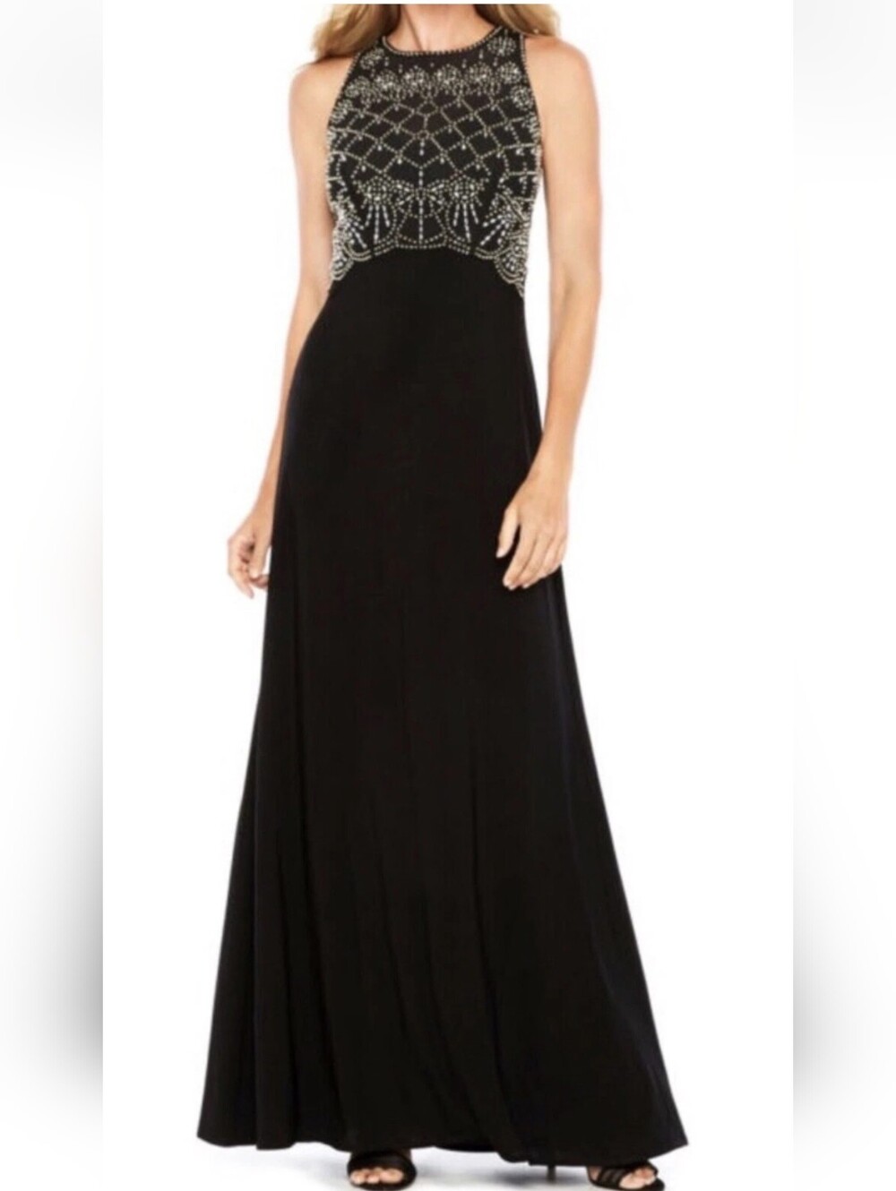 Jackie Jon Embellished Black Evening Gown - Women's Formal Dress Sz.6
